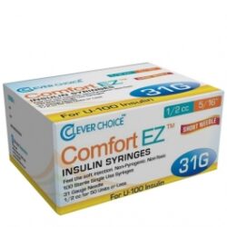 Clever Choice ComfortEZ Insulin Syringes 31 Gauge, 1/2cc, 5/16