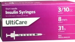 UltiCare Insulin Syringe, 31 Gauge, 3/10cc, 5/16