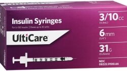 UltiCare Insulin Syringe, 31 Gauge, 3/10cc, 1/4