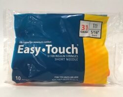 EasyTouch Insulin Syringe 31 Gauge, 1cc, 5/16