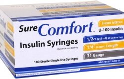 SureComfort Insulin Syringes 31 Gauge, 1/2cc, 1/4