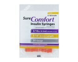 SureComfort Insulin Syringe 30 Gauge, 3/10cc, 5/16