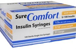 SureComfort Insulin Syringe 31 Gauge, 1/2cc, 5/16