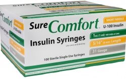 SureComfort Insulin Syringe 31 Gauge, 1cc, 5/16