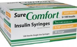 SureComfort Insulin Syringe 30 Gauge, 1cc, 5/16