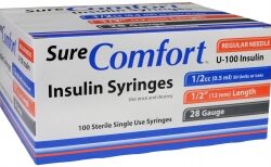 SureComfort Insulin Syringe 28 Gauge, 1/2cc, 1/2