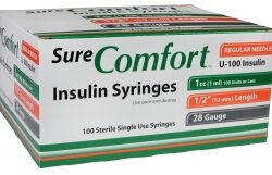 SureComfort Insulin Syringe 28 Gauge, 1cc, 1/2