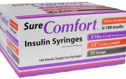 SureComfort Insulin Syringe 29 Gauge, 3/10cc, 1/2