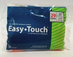 EasyTouch Insulin Syringe 29 Gauge, 1cc, 1/2