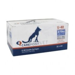 Carepoint Veterinary U-40 Insulin Syringe 29 Gauge, 3/10cc, 1/2